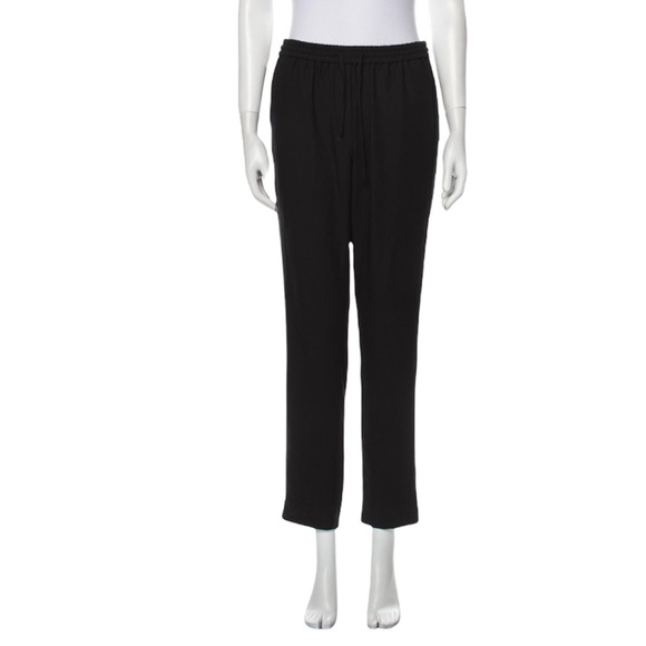 Monteau Los Angeles Drawstring Waist Semi Tapered Black Ankle Pants with Pockets - Picture 1 of 9